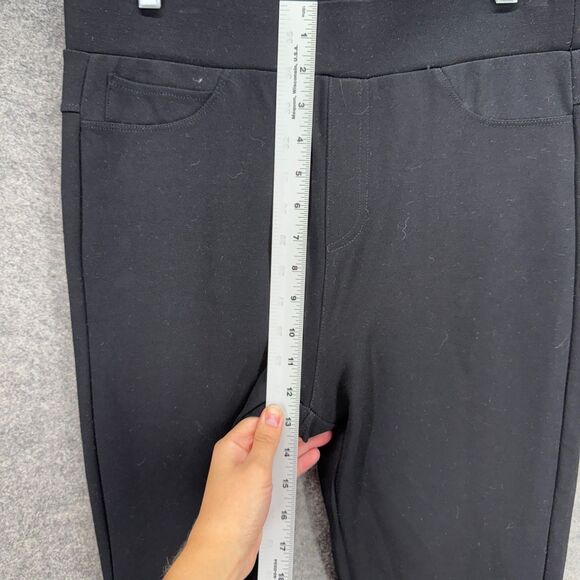 Kay Unger Pants Women L Large Black Chino High Rise Flat Front Pull On Skinny - Picture 4 of 8